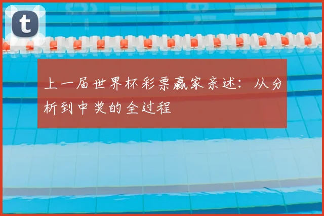 上一届世界杯彩票赢家亲述:从分析到中奖的全过程